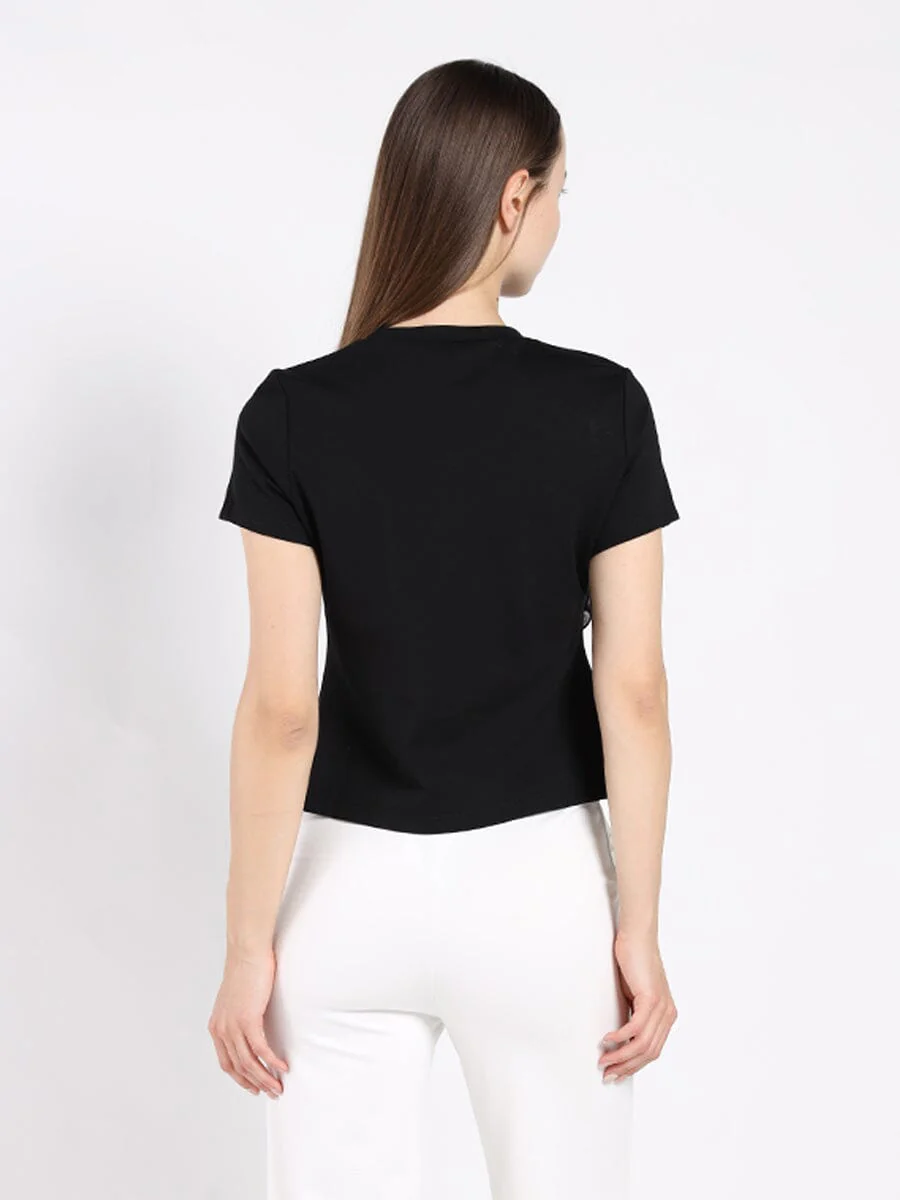 Sleeveless Flower Applique Sharp Asymmetrical Top - Image 12