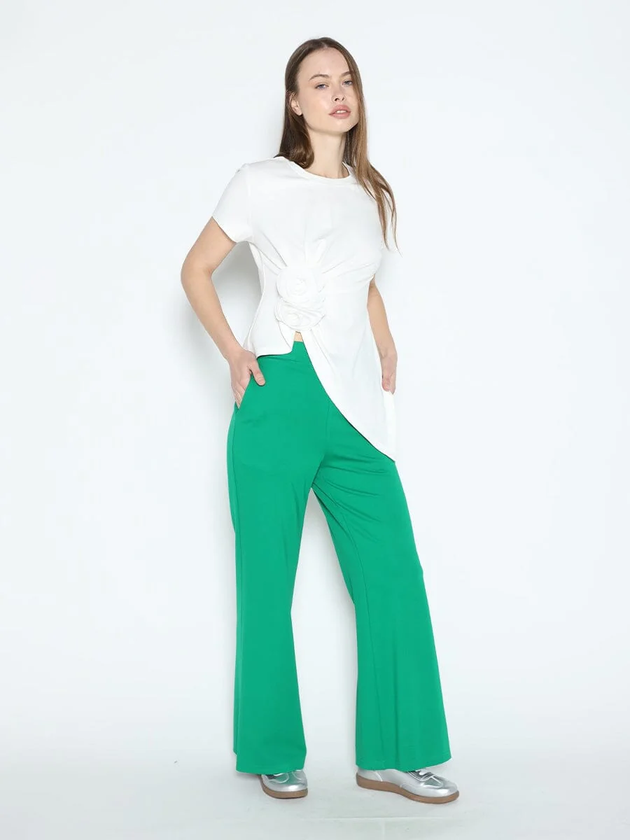 Sleeveless Flower Applique Sharp Asymmetrical Top - Image 6