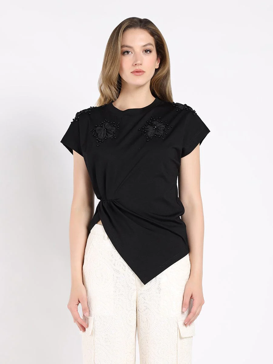 T-Shirt with Drape Front - Image 6