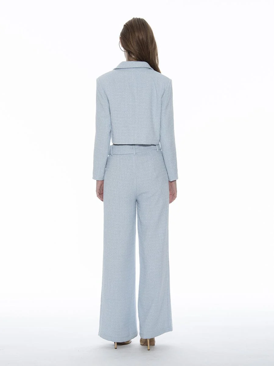 Tweed Collared Flap Detail Button Cropped Jacket - Image 4