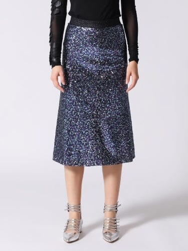 Whole Spangle Shiny Banding Midi Skirt - Image 5