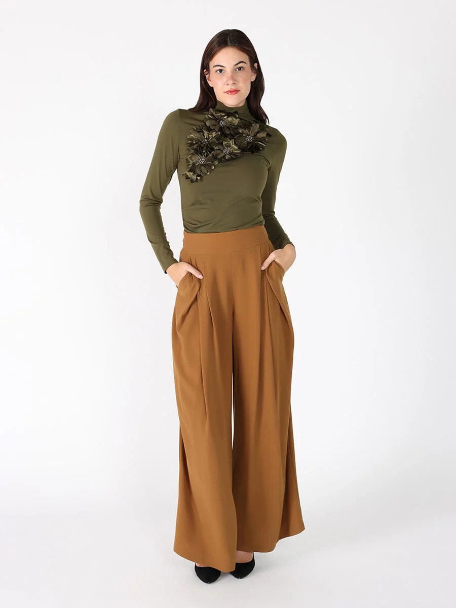 Wide Leg Solid Palazzo Flowy Pants - Image 10