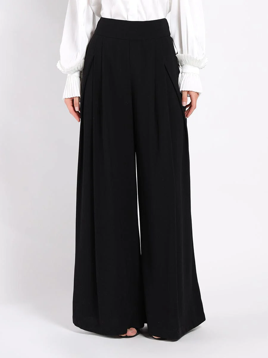Wide Leg Solid Palazzo Flowy Pants - Image 13