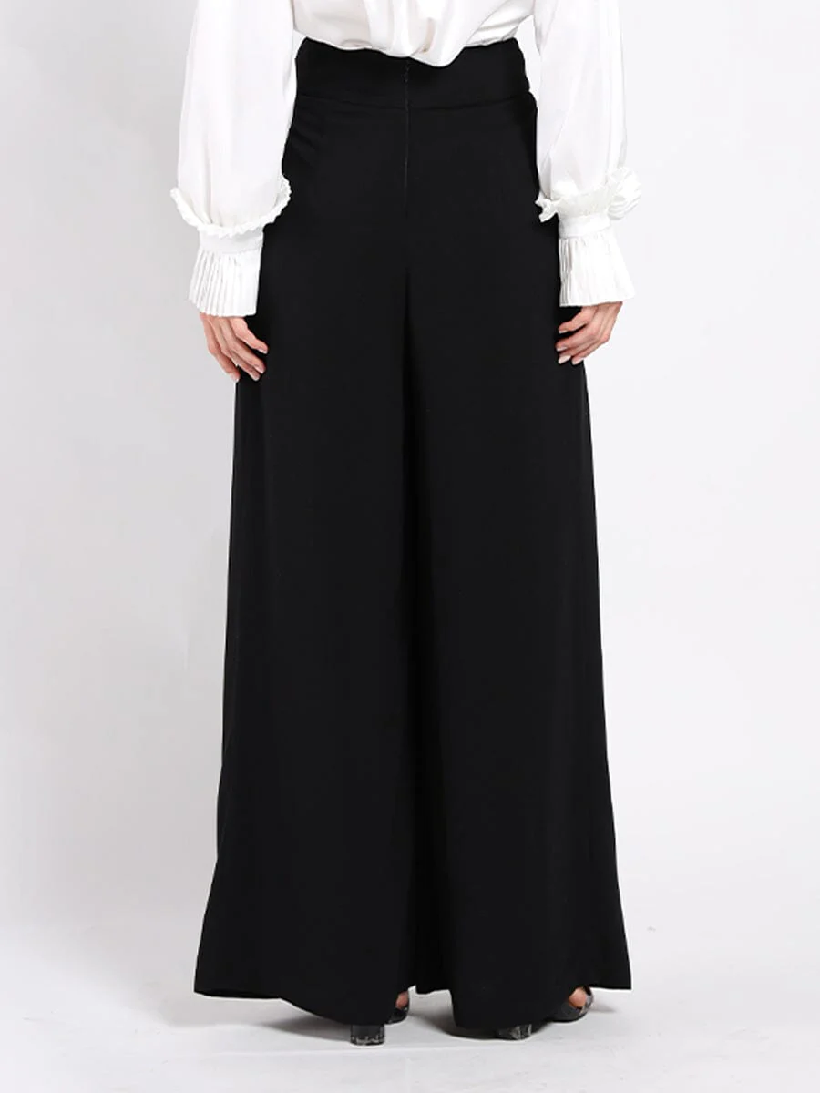 Wide Leg Solid Palazzo Flowy Pants - Image 16