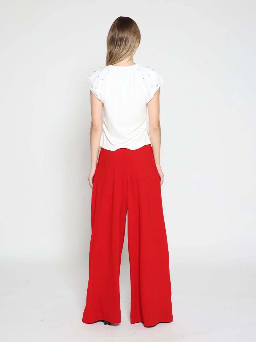 Wide Leg Solid Palazzo Flowy Pants - Image 8