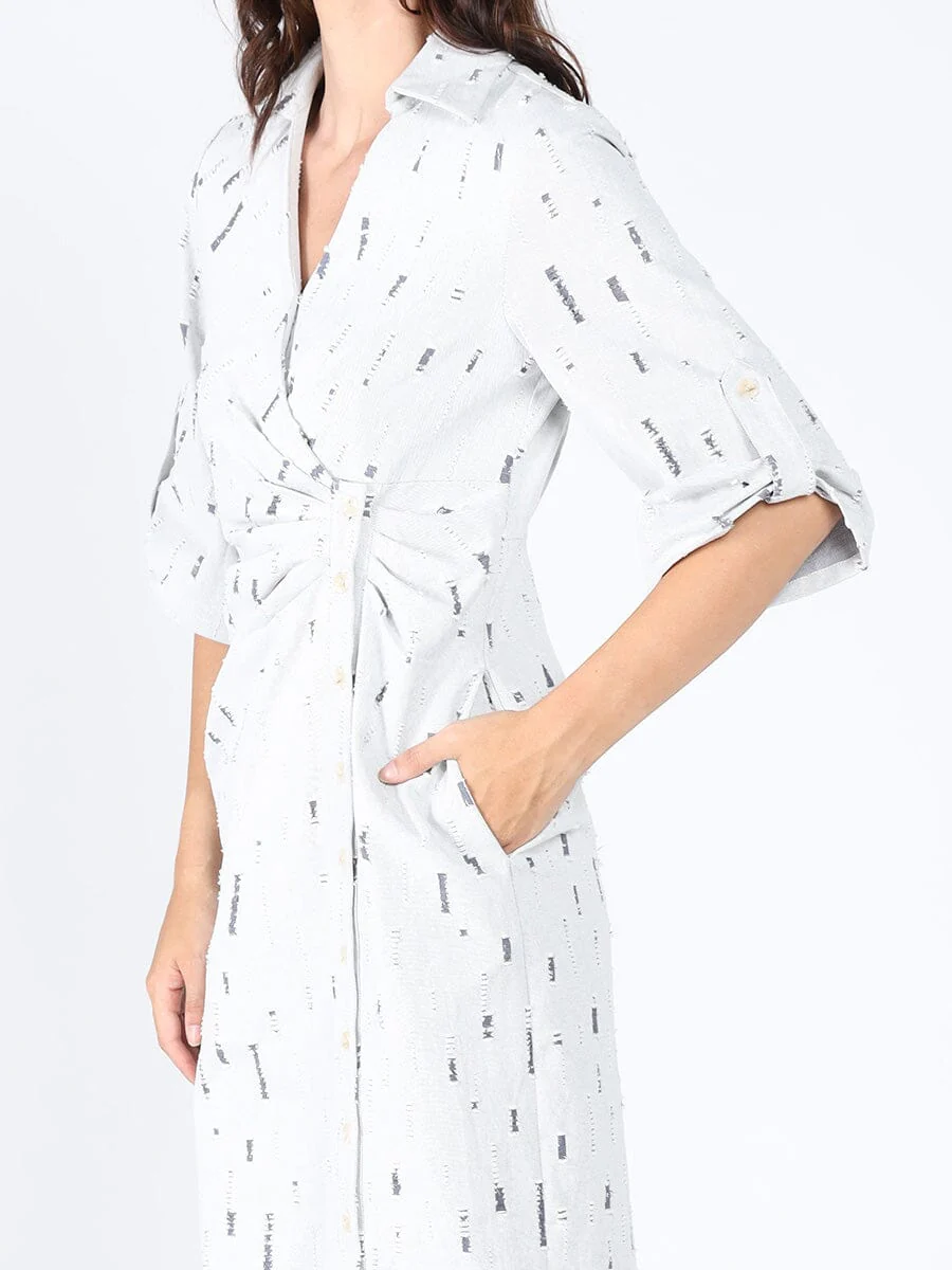 Wrap denim V-collar neck dress - Image 3