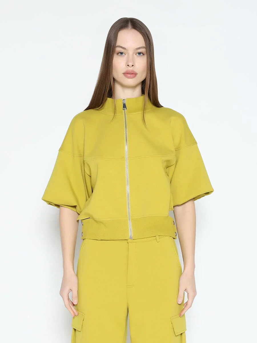 Zip-Up Split Side Puff Sleeve Jacket - Image 5