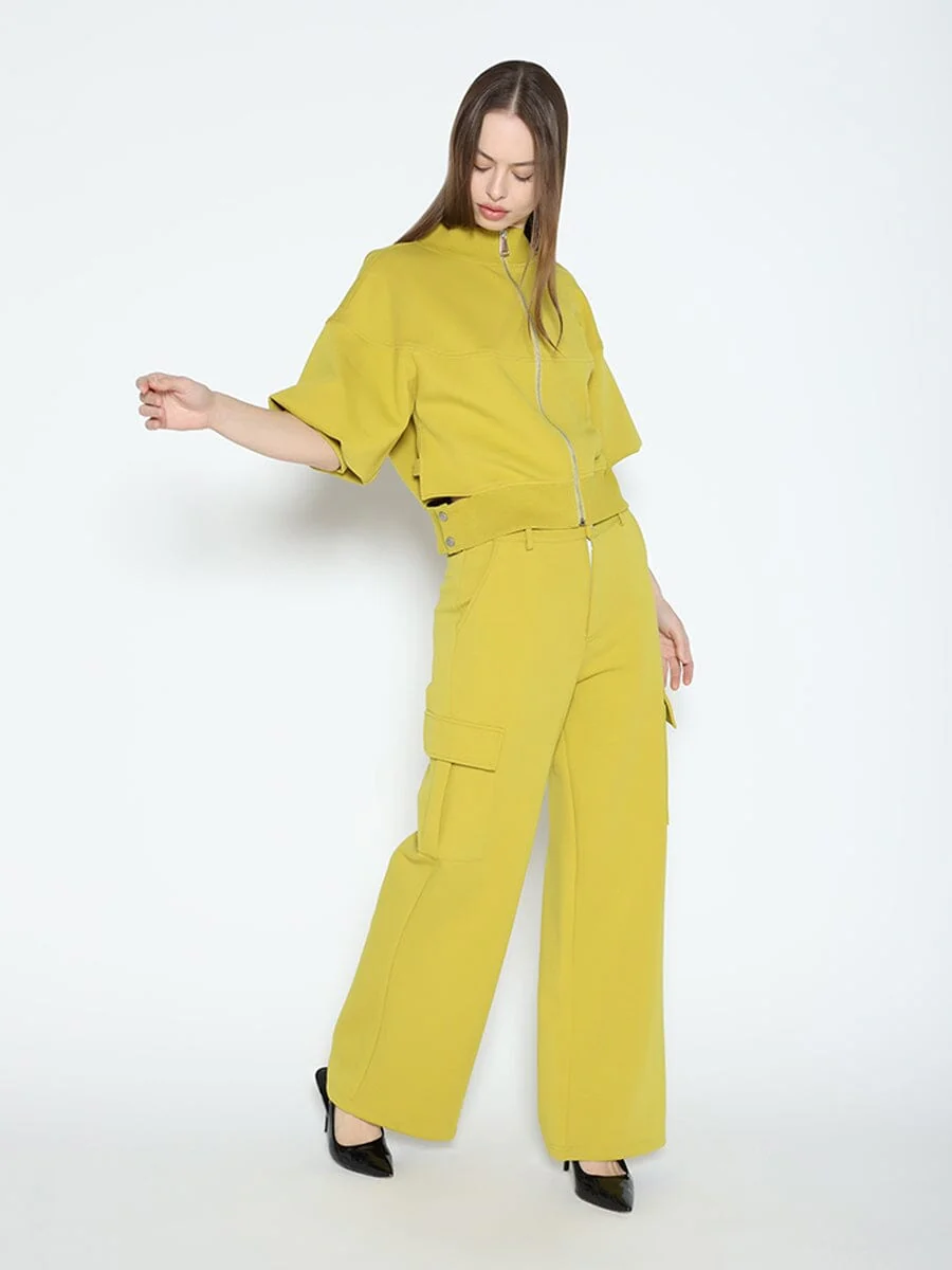 Zip-Up Split Side Puff Sleeve Jacket - Image 6